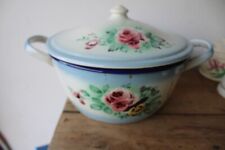 Ancienne Soupière émaillée Motif floral GM