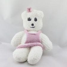 Doudou ours blanc robe en
