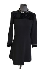Très Belle Robe Noir Velours Strass Sandro 36 Tbe