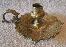 Ancien Bougeoir À main en Bronze Époque fin XIXe A LA MÉNAGÈRE PARIS FRANCE 