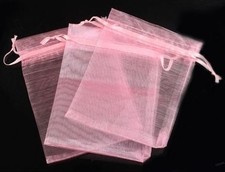 100 Sachets Organza Rose 7x9cm