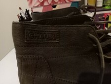 Bottines Chanel 38 Grises Cuir Tbe