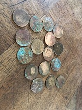 LOT DE 16 PIÈCES DE MONNAIE ANCIENNE EN BRONZE , A NETTOYER