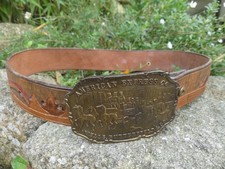 Ceinture Cow Boy Country Cuir décoré boucle laiton IMC indiana Metal craft 81cm