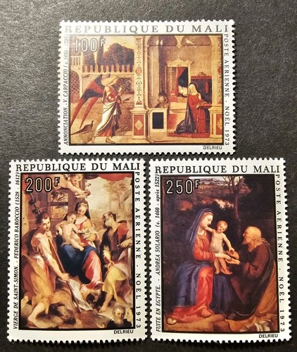 Timbre mali tableaux noël - timbre,