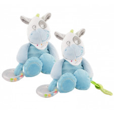 Doudou cheval bleu vert pois