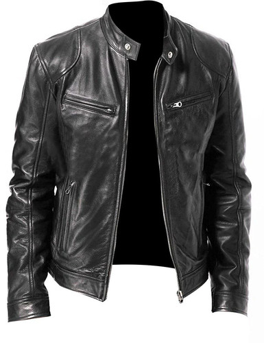Veste cuir motard - cuir, de
