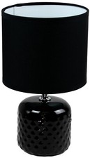 Lampe à poser pied ceramique abat jour coton noir deco ananas salon chambre