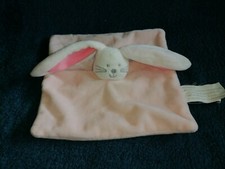 Doudou plat lapin rose et