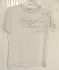 Tee shirt garçon 8 ans KIABI blanc avec coutures taupe