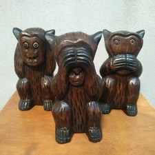 Oreilles en bois 3 singes