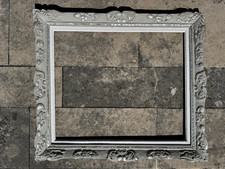 Cadre bois sculpté Montparnasse patine grise et argentée - Format 15F 54-65