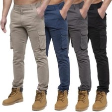 Enzo Hommes Cargo Combat Pantalon Chino Coton Jean Décontracté Vêtement Travail
