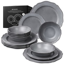 Assiettes Service de Table 6 Personnes - Ensemble Service Vaisselle Porcelaine