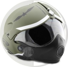 Ouvert Scooter Moto Casque Osbe Gpa Aviation TORNADO Vert + Masque Armée