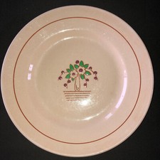 ANCIEN PLAT ROND ROSE POUDRE EMAILLE EMAUX  LONGWY ART DECO