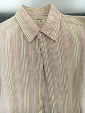 CHEMISE BEIGE RAYÉE en lin TAILLE L MARQUE CELIO excellent état