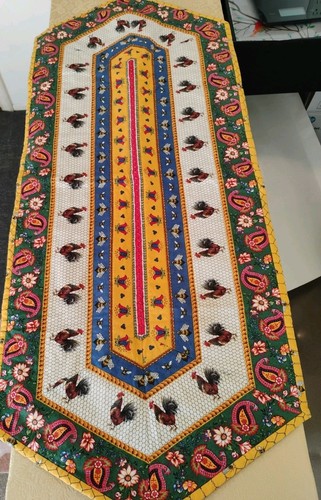 Handmade table runner roosters - table,