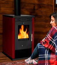 Poêle à bois Prometey EKO 3 5-12 kW A + Eco Design - panneaux rouges