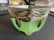 vase,vide poche, sucrier ...en verre  avec libellules en etain  Art Nouveau