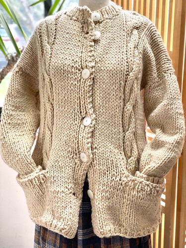 Veste manteau tricotee main - manteau, en