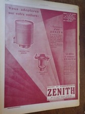ZENITH épurateur d'air filtre à essence H publicité papier ILLUSTRATION 1928