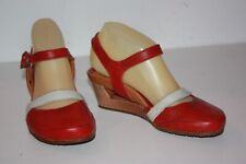 ART Sandales Compensées Cuir Rouge Lanières Passantes T 36 BE