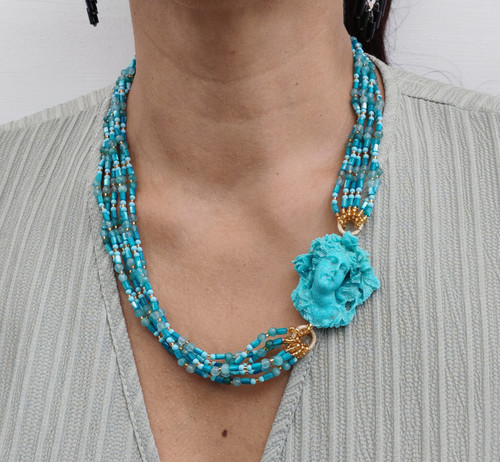 Collier femme turquoise camée - femme,