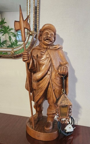 Ancienne lampe sculpture bois - ancienne,