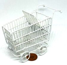 Chariot De Magasin Accessoire Pour Maison De Poupées Peint En Blanc Échelle 1:12