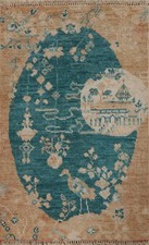 Tapis Accent Art Déco Chinois En Laine Vert Sarcelle 2x3