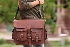Sac de bureau vintage pour homme Messenger cuir ordinateur portable mallette ...