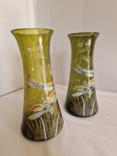Paire vases verre - de,