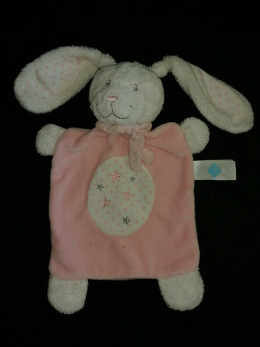 Doudou plat lapin rose et - plat,