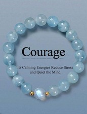 Bracelet En Aigue-marine Véritable Perles Bleu Pierre Naturelle Précieuse