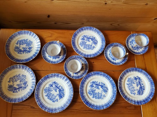 Service bleu porcelaine fine - bleu,