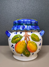 Vintage bocal de rangement céramique décoré de citrons avec couvercle cuisine