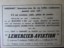 1/1956 PUB LEMERCIER AVIATION BLOUSON COMBINAISON VOL SAUT PARACHUTE FRENCH AD