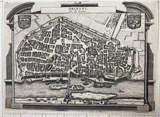 GRAVURE PIETER VAN DER AA CARTE PLAN VUE « ORLÉANS sur la Loire » Circa 1700
