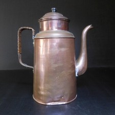 N23.414 cuivre métal zinc cafetière orange vintage art déco table fait main