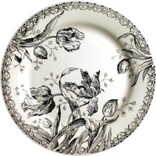 Assiette moyenne GIEN Tulipes Noires diamètre 27,4 x 2,5 cm 1701B4A4