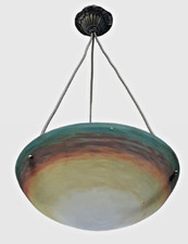 MULLER Frères suspension Art Deco verre nuage multicolore recâblé France 1930s
