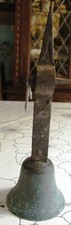 ANCIENNE CLOCHE, CLOCHETTE DE JARDIN EN BRONZE ET FER 19EME