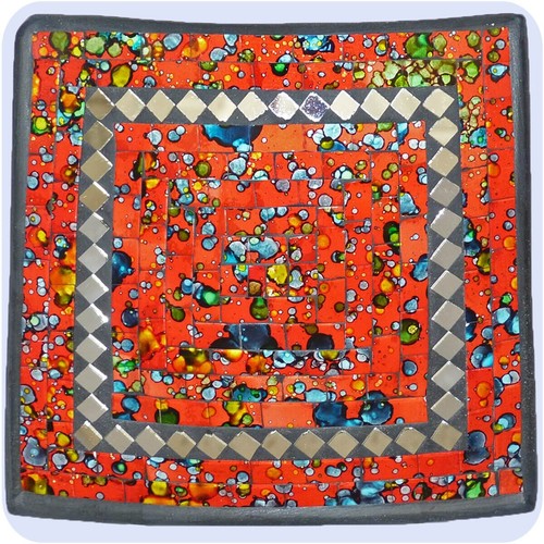 Bol mosaïque plat - plat, en