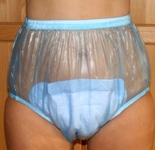 PVC Adult Baby Couche-Culotte Bleu Transparent