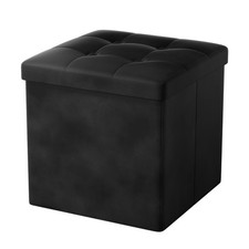 Pouf Coffre de Rangement Tabouret de Rangement Pliant Repose-Pieds Pouf de Pl...