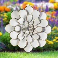 Sculpture en Métal - Rosace Blanche - Deco Murale - (49 x 7 cm)