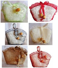 LOT DE 228 BALLOTINS DRAGEES JUTE ET DENTELE 7,5cm 6 COULEURS NEUF SOIT 0,16/1