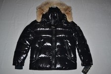 Authentique Hommes Sam. New York Arctique Fourrure Bordure Veste Noir Geai Tout