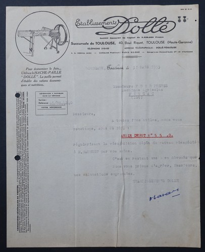 Facture toulouse 1953 - toulouse,